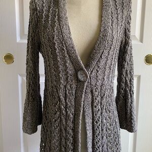 Marisa Christina Gray Cable-Knit Cardigan Sweater
